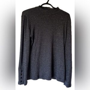 NWOT - Violets & Rose Shimmery Blue Stretch Mock Neck Sweater - Medium